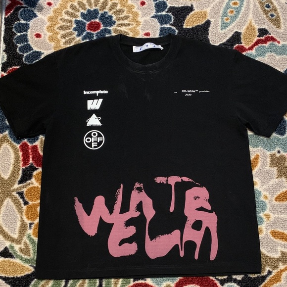 Off-White Black T-Shirt with Blue Label